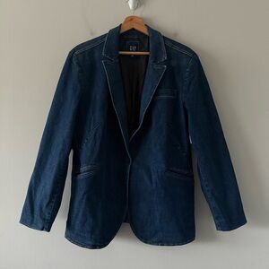 Gap Denim Blazer Jacket Womens 20 Western Cowgirl Rodeo Cottagecore Farm Blue